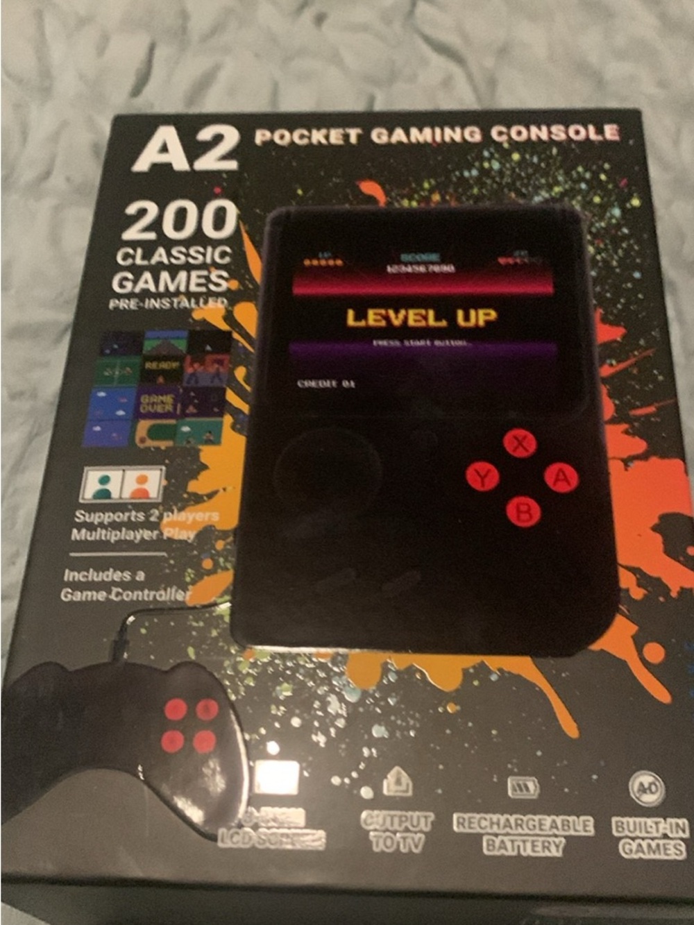 A2 Pocket Gaming Console - Black with Red Buttons